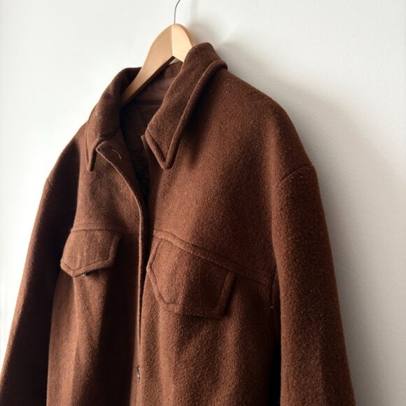 Aritzia Sunday Best Sky Shirt Jacket Cognac Brown Size Medium - Picture 4 of 7